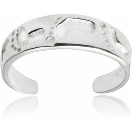 Brinley Co. Women's Sterling Silver Adjustable Footprint Fashion Toe Ring