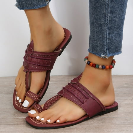 

VKEKIEO Open Toe House Slippers High Heel Platform Red