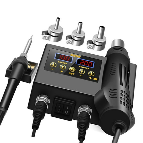 2 in 1 Soldering Station 8586 LCD Digital Display Rework Hot Air Soldering Iron Welding Accessories