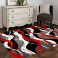 thumbnail image 3 of Red Gray Stripes Area Rugs 3x5 ft Abstract Art Modern Geometric Curve Washable Rug Non Slip Indoor Carpet Absorbent Floor Mat for Living Room Bedroom Dining Room, 3 of 9