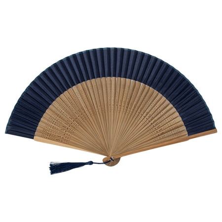 

VEAREAR Folding Fan with Tassel Leopard Print Floral Design Chinese Style Women Archaistic Dancing Prop Fan for School