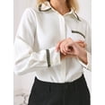 thumbnail image 4 of DARING DIVA Women's Long Sleeve Collared Button Down Tweed Office Shirt S White, 4 of 6