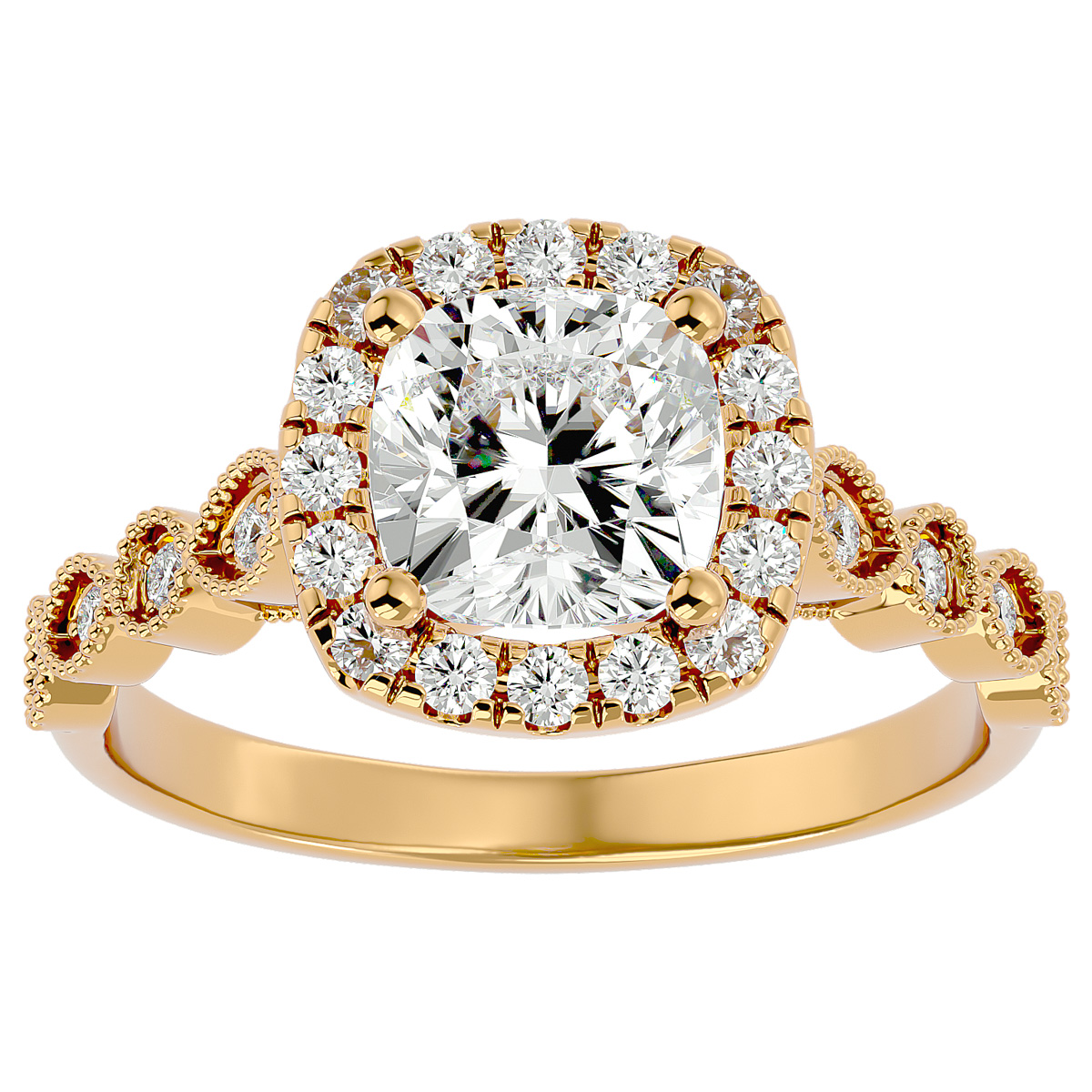SuperJeweler 2 1/2 Carat Cushion Shape Diamond Engagement Ring In 14 Karat Yellow Gold For Women