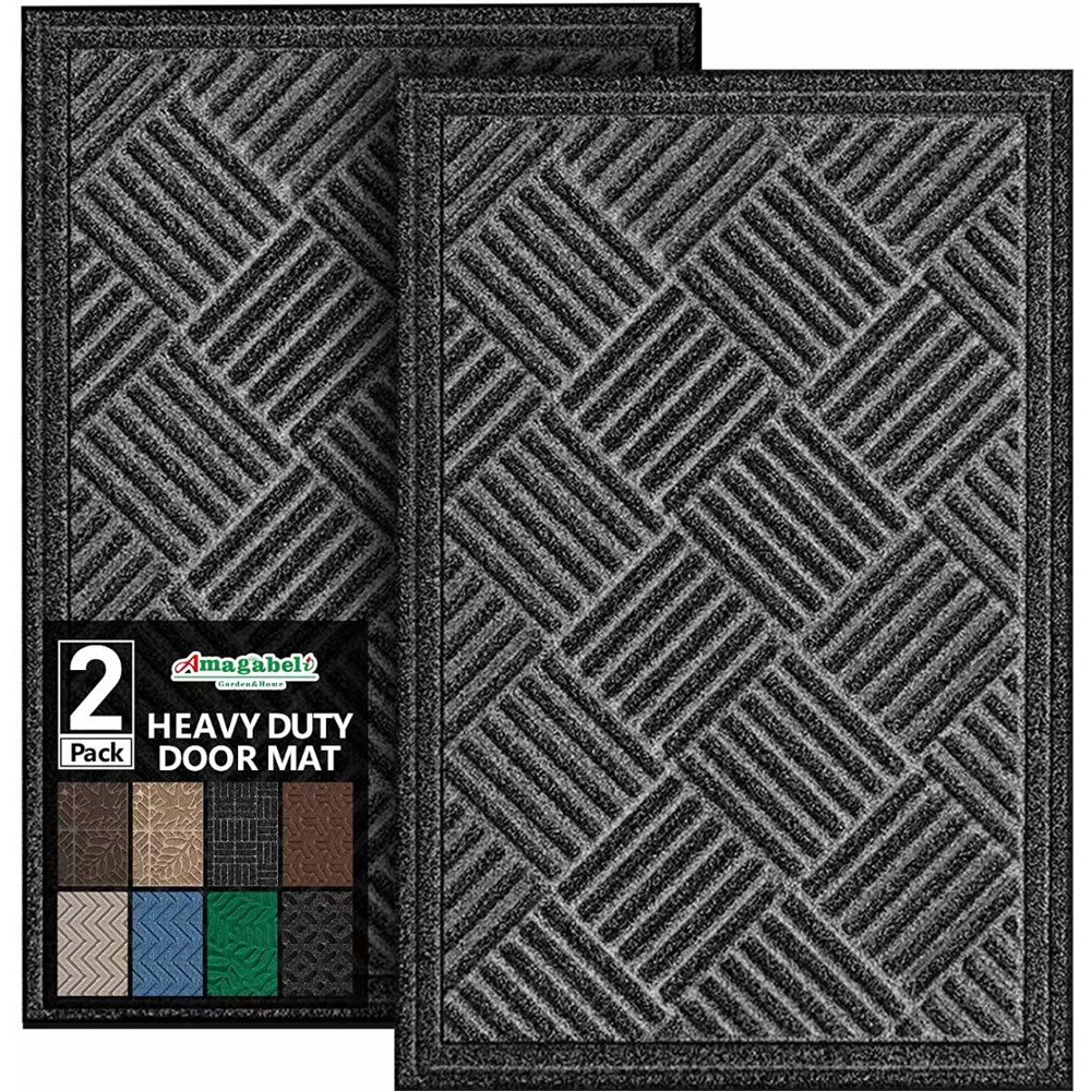 2 Pack Large Outdoor Door Mats Rubber Shoes Scraper 36" x 24" for Front