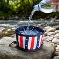thumbnail image 6 of Aoznliie Dog Bowls, Patriotic Collapsible Woven Fabric Bowl with Carry Hook, 6x6x4 inch Portable Dog Water Bowl for Camping Walking, Red White Blue, 6 of 7