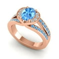 thumbnail image 2 of 2.35 Carat Unique Oval Cut Blue Topaz Gemstone Bridal Ring for Ladies Solid 14K Rose Gold Size 7.5 by Diamond-Capitals, 2 of 8