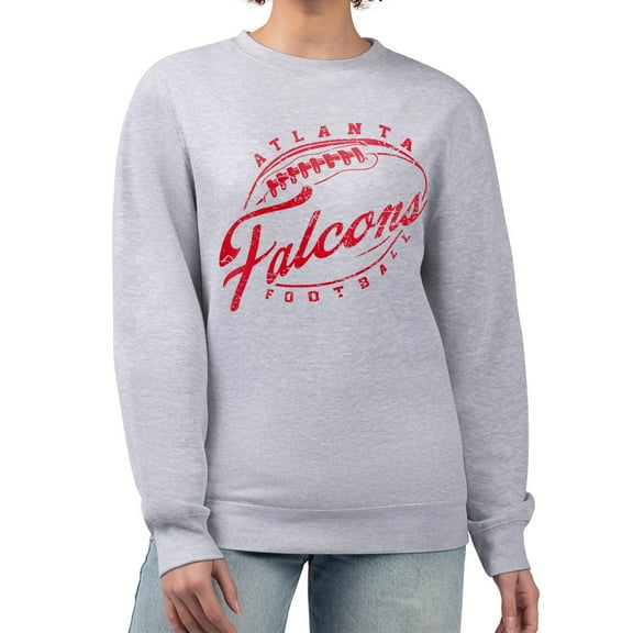 Women's G-III 4Her by Carl Banks Gray Atlanta Falcons Distressed Graphics Fleece Pullover Sweatshirt