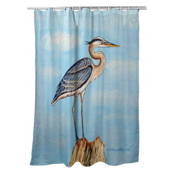 Betsy Drake SH627 70 x 72 in. Blue Heron on Stump Shower Curtain