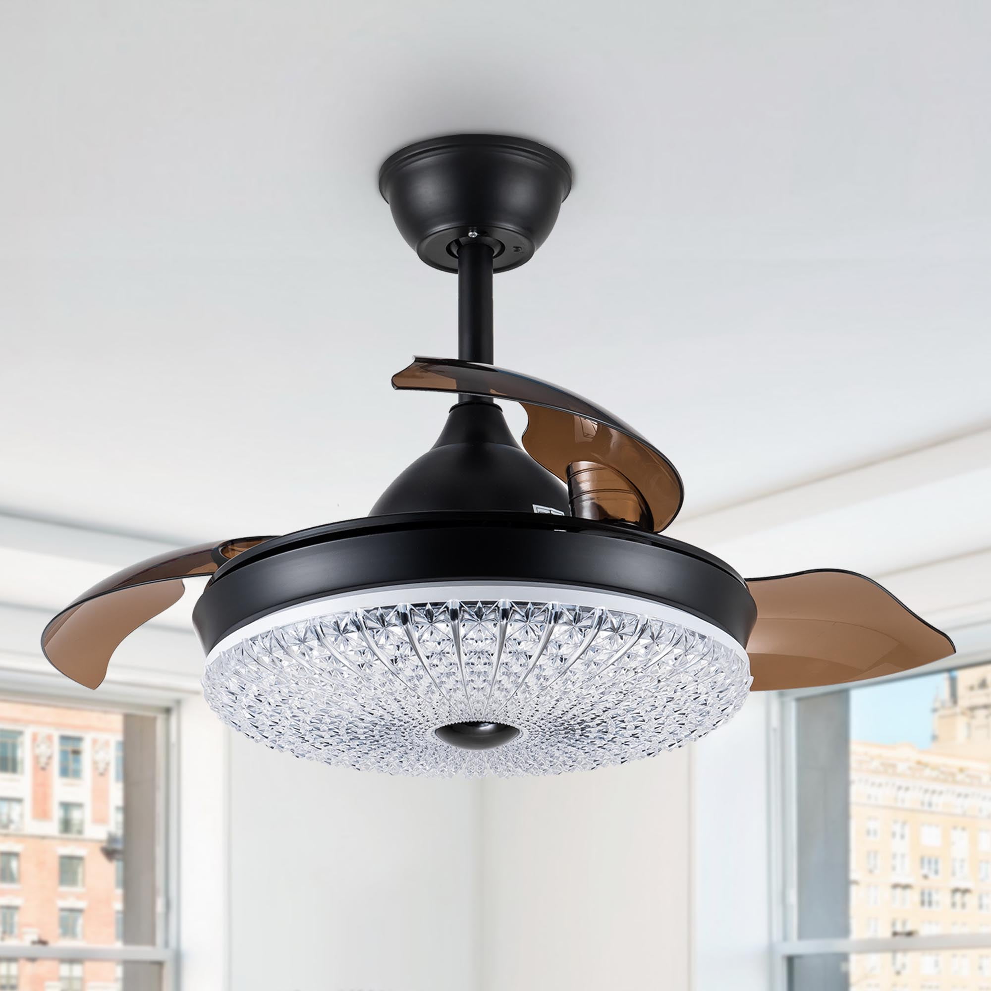 Cusp Barn 42 in. Modern Glam 5 Retractable blades Ceiling Fan and
