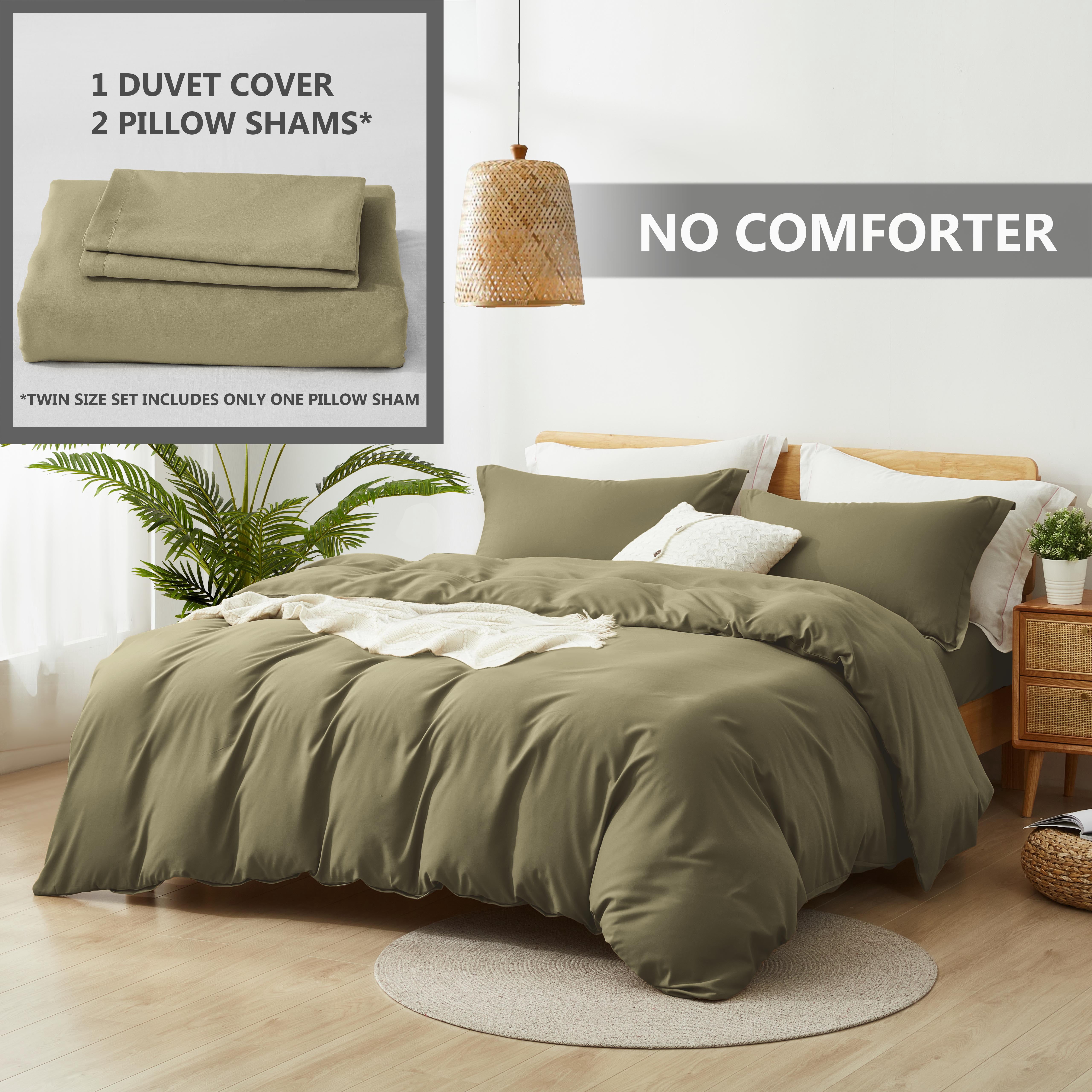 Alazuria Duvet Cover Set Soft Prewashed Microfiber with zipper and 4 corner ties Olive Green color Twin size ( 90" x 68" )