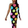 thumbnail image 3 of Neon - Bubbles BLK Half Dleeve Split Dress Dress vintage dresses with long sleeves, 3 of 6