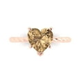 thumbnail image 2 of 2.0ct heart cut champagne Zircon 14k rose gold Bridal Wedding Engagement Promise Anniversary Ring for Women size 5.25, 2 of 7