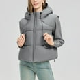 thumbnail image 6 of Htigea Puffer Vest for Women Solid Sleeveless Hooded Jackets with Pockets Warm Fall Winter Vests Coat Gray L, 6 of 9