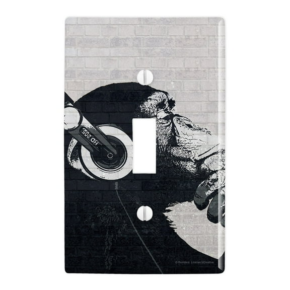 Headphone Chimp Monkey Wall Plastic Wall Decor Toggle Light Switch Plate Cover