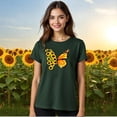 thumbnail image 3 of Blusa con Estampado de Mariposa y Girasoles – Diseño Único y Significativo Color Verde Oliva Talla Grande Marca Emil SaEs, 3 of 4