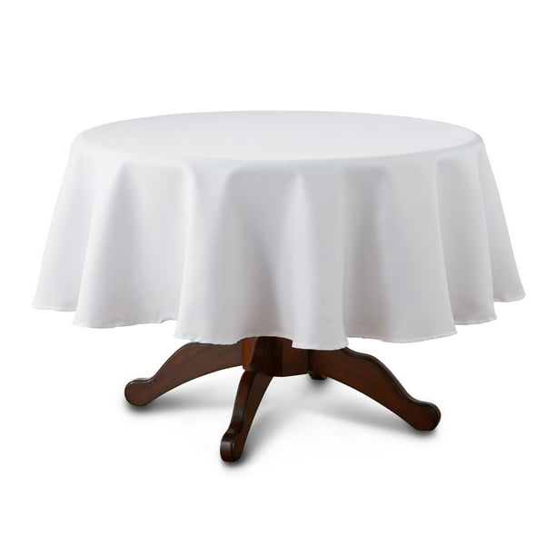 Mainstays Fraser Fabric Tablecloth, 70" Round, Arctic White, Available