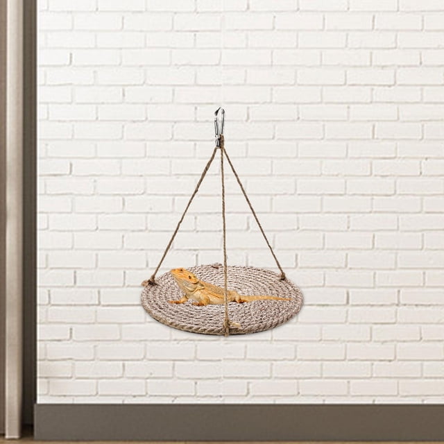Reptile Hammock Swing colgante colgante Pet jaula decoración del tanque tejido de cuerda tejida cama columpio para pájaros dragón geckos 18.5x21cm