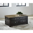 thumbnail image 3 of Signature Design by Ashley Drazmine Two-Tone Lift Top Coffee Table with Storage Drawers & Casters, Brown, 3 of 9