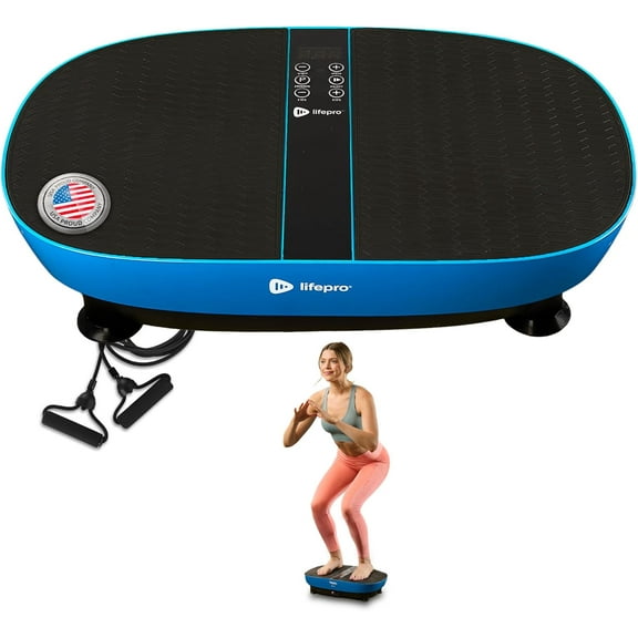 LifePro VibraPulse Vibration Plate with Footpad Pulse Tech – 99 Speeds, 9 Programs, Remote & Bands – Whole Body Exercise Machine for Home Use – Max Weight 265 lbs - Blue
