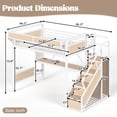 thumbnail image 2 of Leumius Full Size Metal Loft Bed with Built-in Desk & Power Outlet, LED Strip, Industrial Metal Loft Bed Frame with Pegboard & Mesh Storage Baskets, Storage Stairs with Wardrobe, White, 2 of 9
