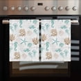 thumbnail image 2 of Aqua Coastal 1 Pack Kitchen Towel, Water Absorbent Dish Towel, Farmhouse Ocean Seahorse Coral Starfish Decorative Hand Towels - Quick Drying Cloth for Cooking Baking, 18x28 Inch, 2 of 8