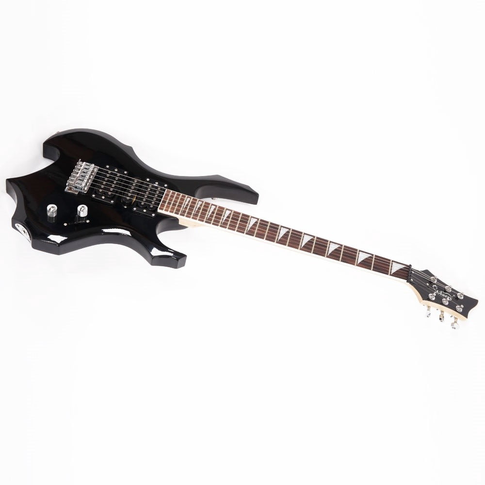 36-inch HSH Pickup Electric Guitar Beginner Guitar Set with 20W Amplifier, Rosewood Fingerboard, 5 Way Switch, Burning Fire Design (Black)