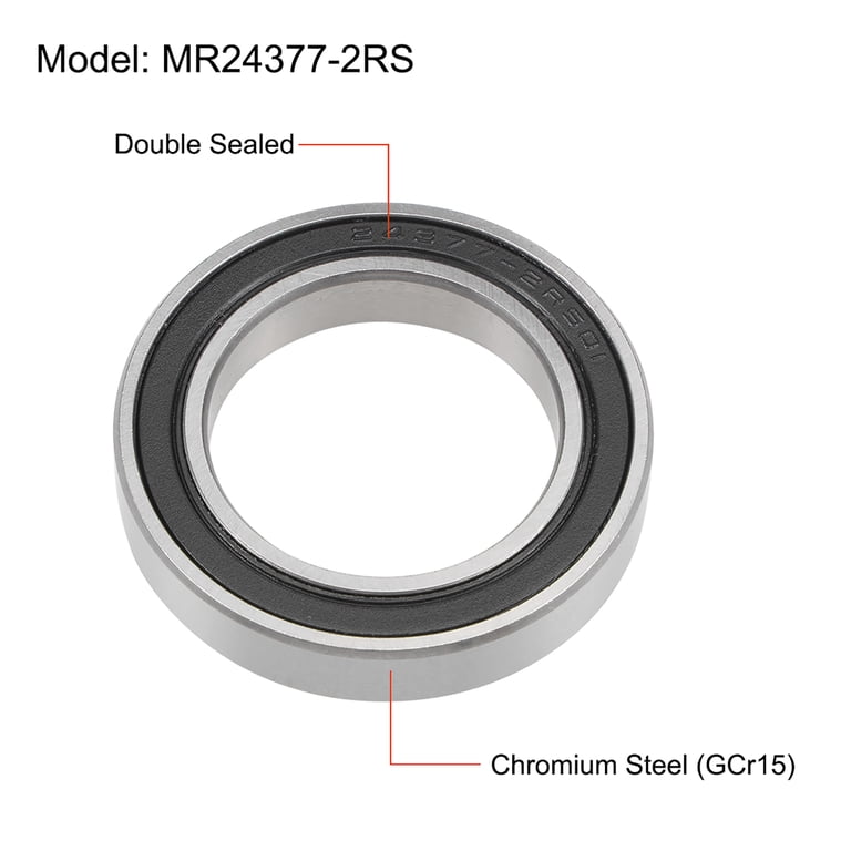 2 Rodamientos De Bolas MR24377-2RS Para Bicicleta - 24x37x7mm, Acero Cromado, Doble Sellado