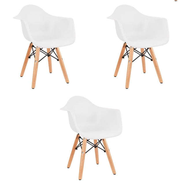 Juego de tres sillas Eames con descansabrazo para Niños y Niñas (BLANCO)