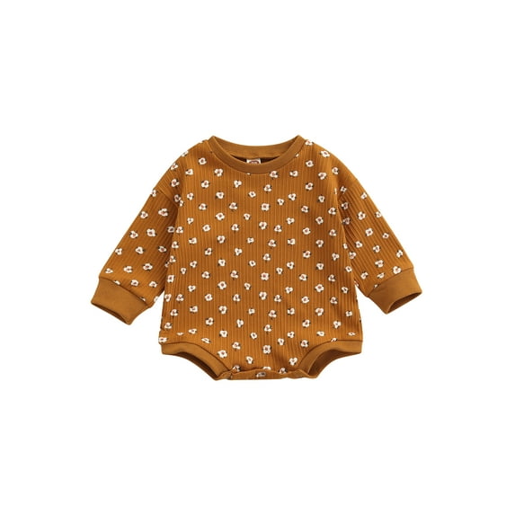 Qiylii Baby Girl’s Floral Bodysuit O-Neck Long Sleeve Triangle Romper,0-24M