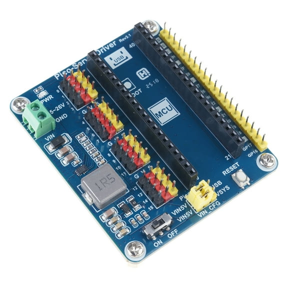 16-Channel 16-Bit PWM Servo Motor Driver Module Expansion Board HAT for RPI PICO Support SG90 MG90S