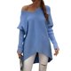 thumbnail image 1 of Sunloudy Suéter de otoño para mujer, suéter de punto de manga larga con cuello en V de color sólido con dobladillo irregular para damas, S / M / L / XL Sunloudy  moda, 1 of 8