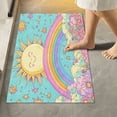 thumbnail image 2 of Yayeee Bath Rug for Bathroom Floor Non Slip Contour Fluffy Soft Absorbent Mat, 20"x24", Retro Blue Rainbow, 2 of 7