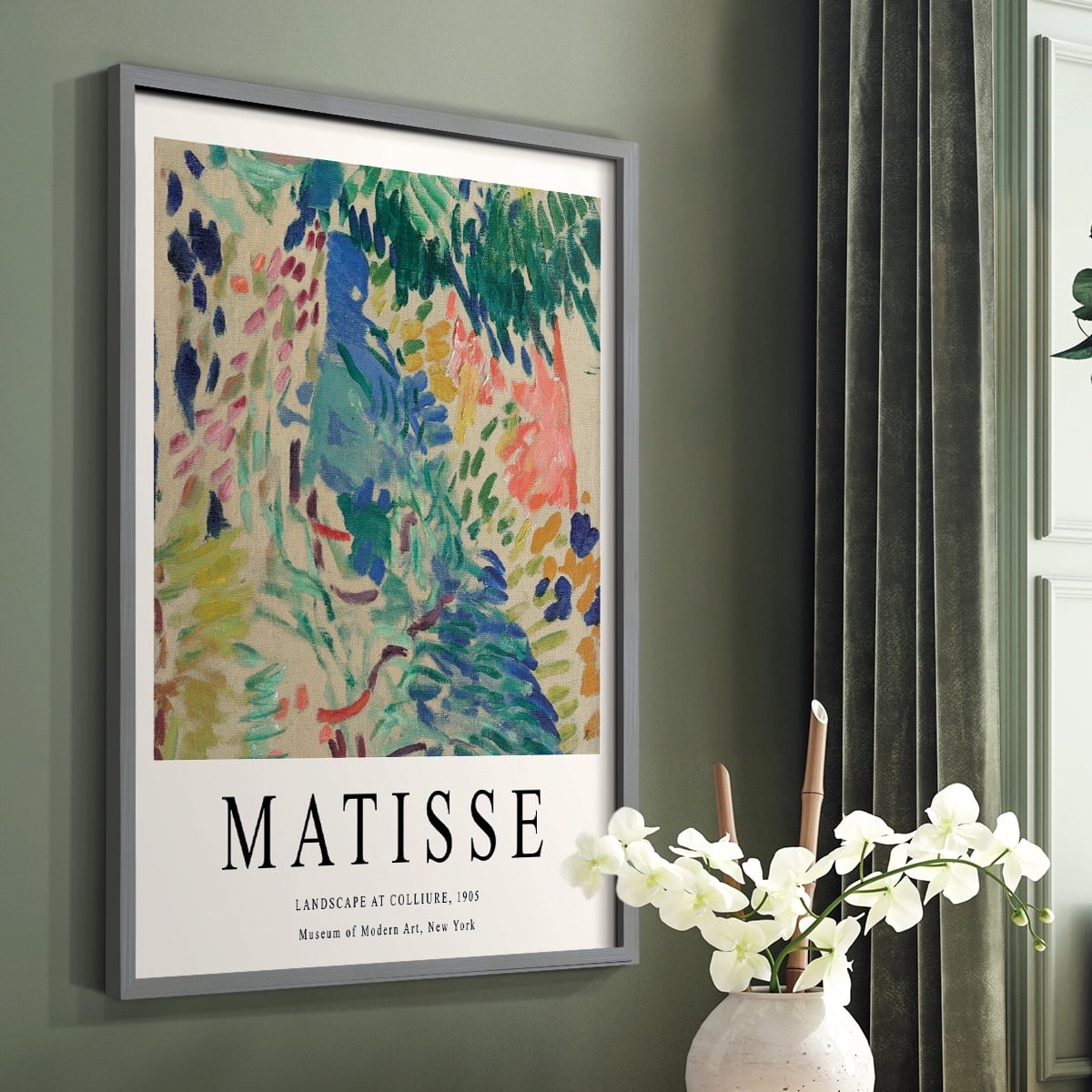 Matisse CDXCIII in Gray Solid Wood Framed Print No Nail Hanging