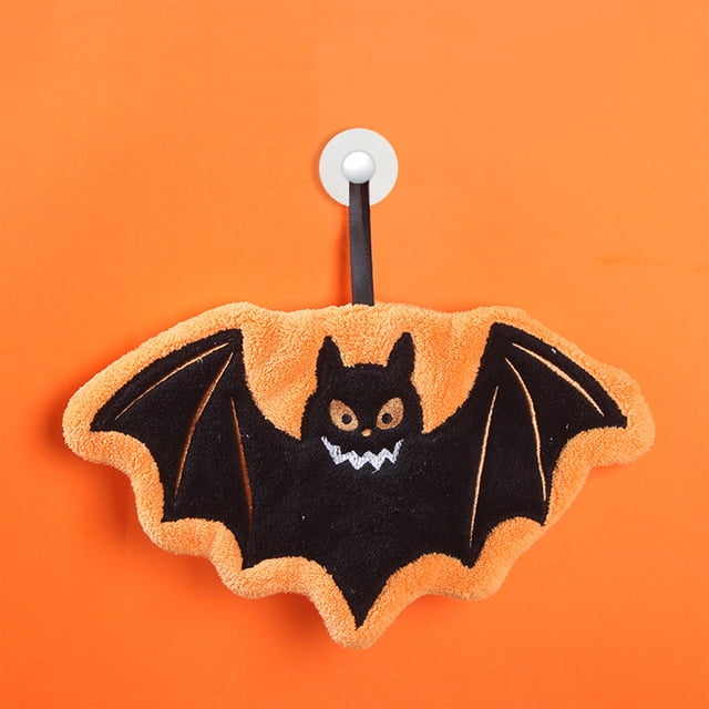 Toallas de mano de Halloween para cocina - Decoración de murciélagos fantasma calabaza, tela de poliéster absorbente de secado rápido con lazo para colgar para niños y baño