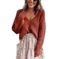 thumbnail image 2 of Top De Punto Suelto Para Mujer Top De Punto Corto Para Mujer Prendas De Punto Con Cuello En V Manga Larga Color Puro Respetuoso Con La Piel Respirable Corto Jersey De Punto Suelto ACTIVE Cocina, Decoración y Otros, 2 of 5