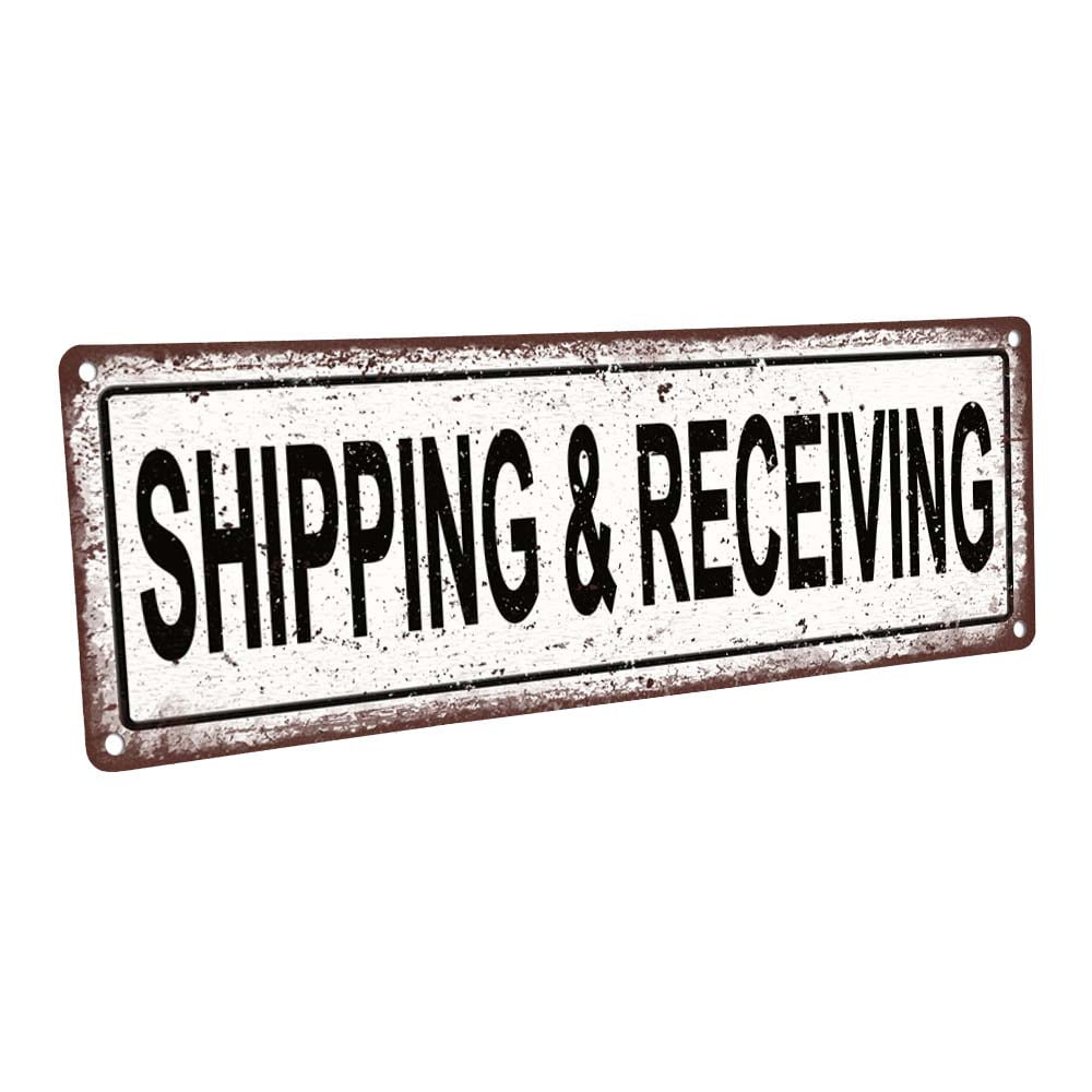 Outdoor Shipping and Receiving 4"x12" Metal Sign, Wall Décor for Home