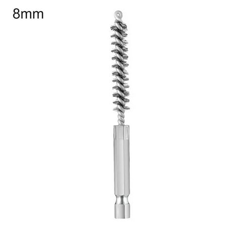 

Kripyery Tube Brush Dense Bristles Hexagonal Handle Stainless Steel 8/10/12/15/17/19mm Machinery Paint Remover Rust Cleaner for Home