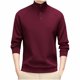 thumbnail image 1 of Blusa y camisa de manga larga con cuello alto para hombre, informal, de color liso, con botones, cuello alto, capa inferior, abrigo de poliéster de manga larga para hombre, 1 of 4