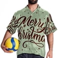 thumbnail image 4 of Christmas Font Men's Short Sleeve Shirts, Casual Hawaiian Print Button Down Summer Beach Top Unisex, 4 of 6