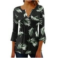 thumbnail image 2 of Xdegoge Of The Day Three Quarter Sleeve Tops Woman Floral Button Down V Neck T Shirts Loose Fit Trendy Summer Tops 2025 Dressy Casual Blouses Soft Comfy Basic Tees Purchases / History, 2 of 5