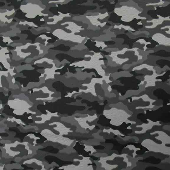 Charcoal Camouflage Dimple Mesh Poly Stretch Sports Knit Fabric by the Yard, Style 2009