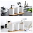 thumbnail image 3 of Set of 4 Ceramic Bathroom Accessories Set, Toothbrush Holder, Soap Dispenser, Tumbler, Bamboo Tray, 3 of 5