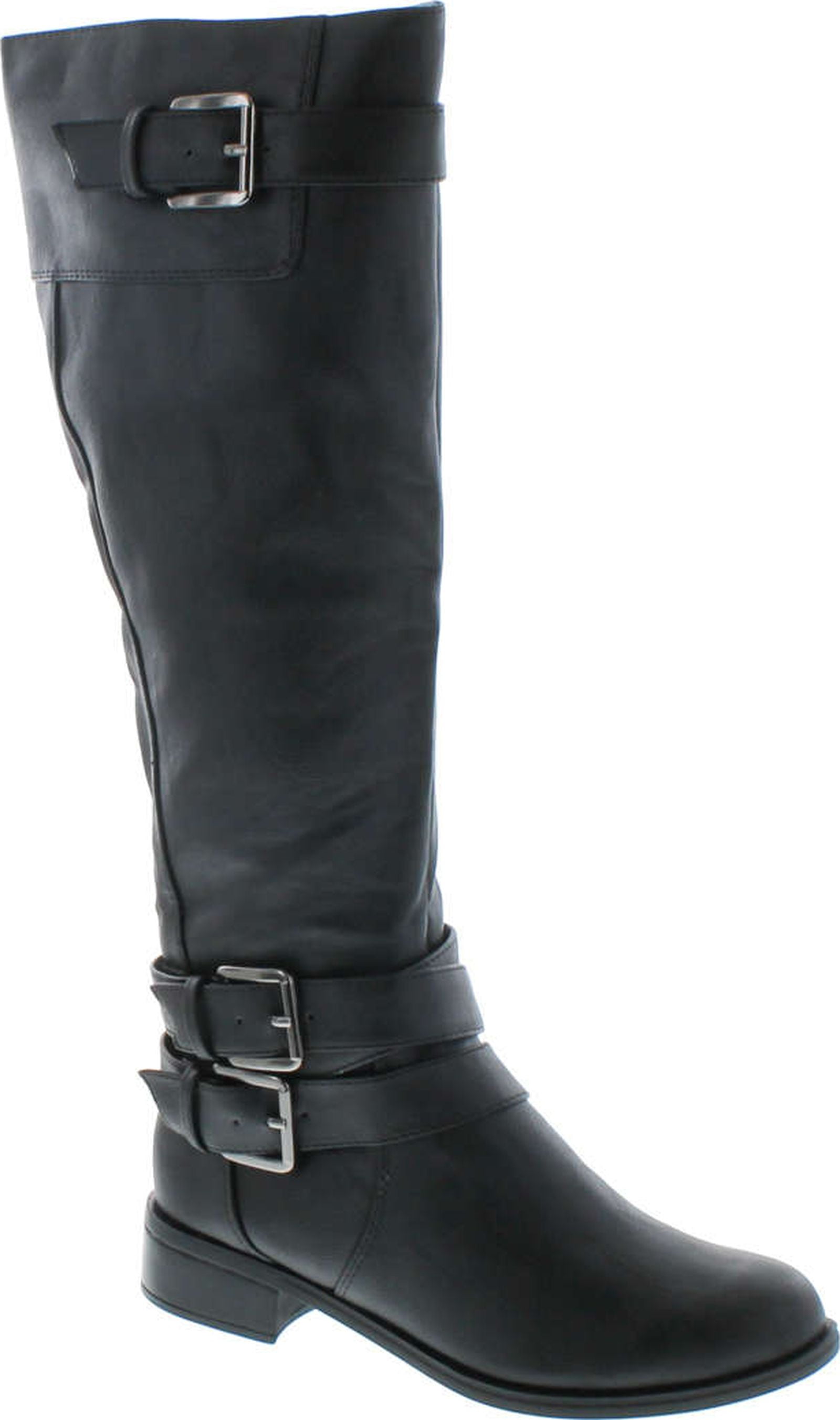 Soda Women's Doric Faux Leather Buckle Accent Knee High Riding Boots ...