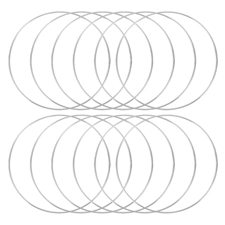 Uxcell 12 Pcs Dream Catcher Rings,Metal Crafts Hoops Floral Hoop 7 Inch Macrame Hoops Rings for DIY Crafts Wreath Making Supplies Plant Hangers,Silver
