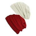 thumbnail image 1 of Bonnet Tricoté pour Femmes (2 PACK), Ivoire/rouge, 1 of 1