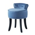 thumbnail image 3 of Inspired Home Bardot Velvet Vanity Stool Nailhead Trim Roll Back Bedroom, Slate Blue, 3 of 8