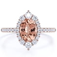 thumbnail image 1 of JeenMata Anillo de Compromiso de 1,75 Uds con Halo de Morganita y Moissanita Ovalada Vintage en Oro Rosa de 18 K sobre Plata, 1 of 6