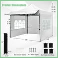 thumbnail image 3 of Costway 10 x 10 FT Pop up Canopy Tent with Sidewalls & Awning, Wheeled Bag, Sandbags, Stake White, 3 of 10