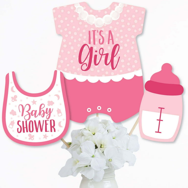 Pink It's a Girl Confetti Shake Baby Shower Award Ribbon