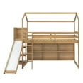 thumbnail image 5 of Kumix Twin Size Loft bed with Slide, House Loft Bed with Light, Storage Shelves, Full Length Guardrail and Ladder for Teens, Wood Loft Bed Frame for Bedroom, Dorm, Noise-Free, Natural, 5 of 7